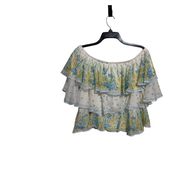 NWT Love Collette Off the Shoulder Floral Tiered Top M - Picture 3 of 4